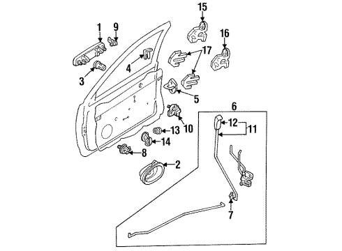 1997 Ford Aspire Ignition Lock Latch Assembly Diagram for F4BZ6121812A