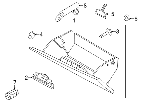2014 Ford Taurus Glove Box Glove Box Assembly Diagram for DG1Z-54060T10-AB