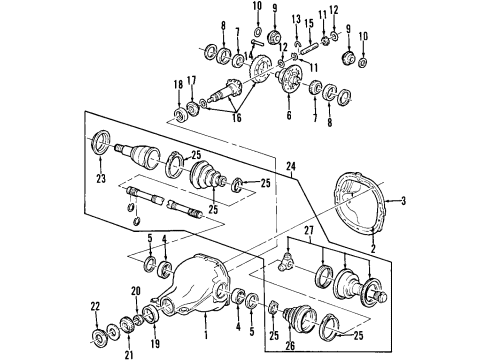 1995 Lincoln Mark VIII Rear Axle, Differential, Propeller Shaft Pinion Gear Seal Diagram for BR3Z-4676-A