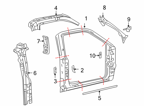 2008 Ford F-150 Uniside Roof Reinforcement Diagram for 7L3Z-1851187-A
