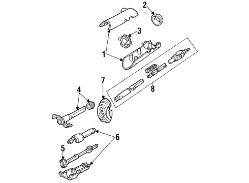1984 Lincoln Town Car Steering Column Housing & Components, Shaft & Internal Components, Shroud, Switches & Levers Cylinder & Keys Diagram for E35Y11582A