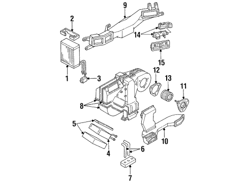 1995 Mercury Villager A/C Evaporator & Heater Components Blower Motor Diagram for F49Z-19805-C