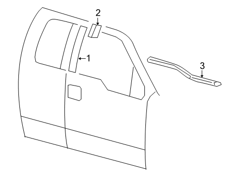 2008 Ford F-150 Exterior Trim - Front Door Molding Extension Diagram for 7L3Z-1520910-A