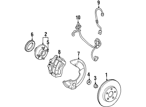 2003 Ford Windstar Front Brakes Hub Assembly Nut Diagram for -N804199-S191