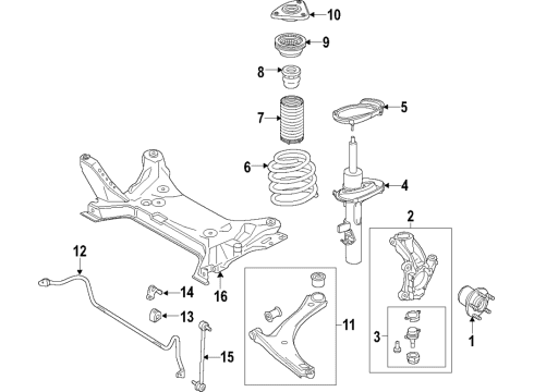 2021 Ford Transit-350 HD Front Suspension Components, Lower Control Arm, Stabilizer Bar Upper Mount Diagram for FK2Z-18183-A