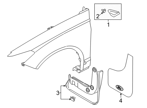 2014 Ford Fusion Exterior Trim - Fender Mud Guard Diagram for DS7Z-16A550-AA