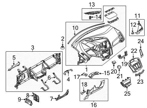 2016 Ford Focus Instrument Panel Center Bezel Diagram for F1EZ-18842-DB