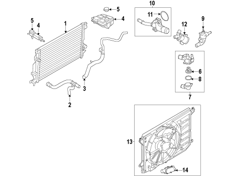 2014 Ford C-Max Cooling System, Radiator, Water Pump, Cooling Fan Fan Assembly Diagram for DM5Z-8C607-C