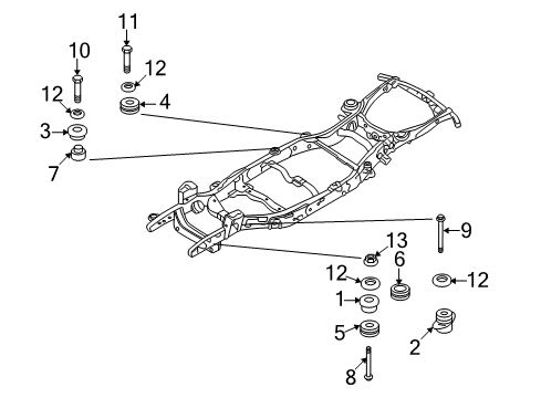 2008 Ford Explorer Sport Trac Frame & Components Insulator Diagram for 7A2Z-1000154-B