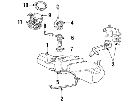 1995 Lincoln Mark VIII Fuel System Components Fuel Pump Diagram for F3LY-9A407-BA