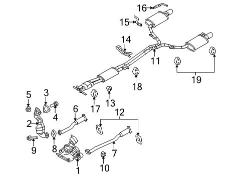 2013 Lincoln MKT Exhaust Components Manifold With Converter Diagram for BB5Z-5E212-D