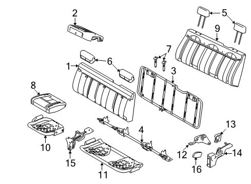 2009 Ford F-150 Rear Seat Components Cushion Cover Diagram for 9L3Z-1863804-DA