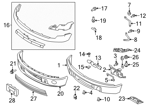 2014 Ford F-150 Front Bumper Lower Support Diagram for AL3Z-17C882-B