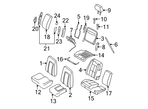 2007 Ford Expedition Front Seat Components Latch Diagram for F85Z-15645A04-AAA