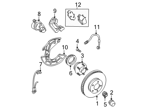 2004 Ford Mustang Front Brakes Caliper Mount Diagram for XR3Z-2B292-AA