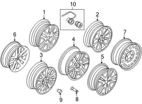 2009 Ford Edge Wheels Wheel, Alloy Diagram for 9T4Z-1007-J
