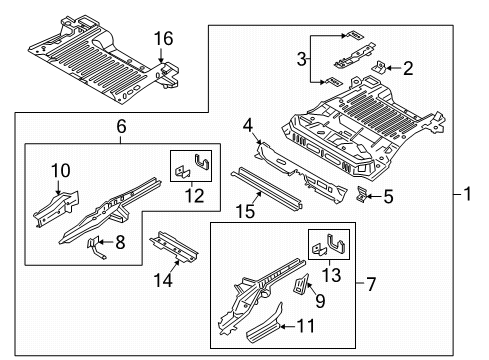 2021 Ford EcoSport Rear Floor & Rails Front Crossmember Diagram for GN1Z-7411644-C