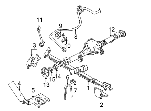 1995 Ford Explorer Rear Suspension Components, Axle Housing, Ride Control, Stabilizer Bar Bumper Diagram for F67Z-4730-CA