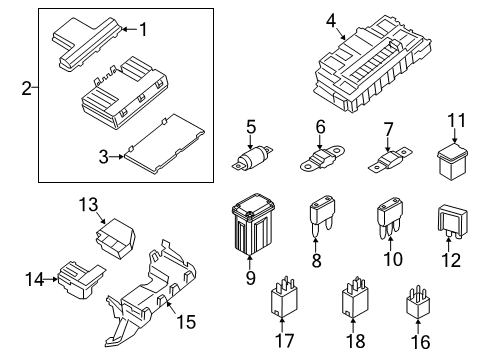2019 Ford Fusion Fuse & Relay Lower Cover Diagram for DG9Z-14A003-A