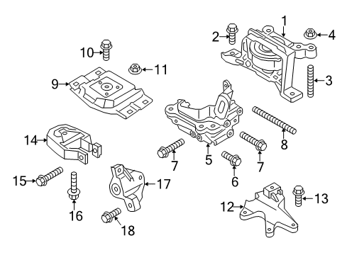 2018 Ford Escape Engine & Trans Mounting Upper Mount Bolt Diagram for -W500761-S439