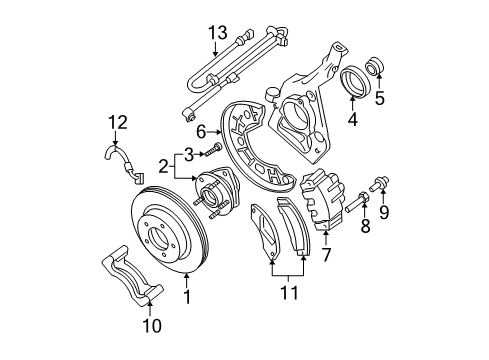 2001 Ford Explorer Sport Trac Front Brakes Grease Seal Diagram for YL2Z-3K070-AA