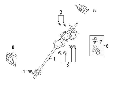 2010 Lincoln MKX Steering Column & Wheel, Steering Gear & Linkage Column Assembly Diagram for 9T4Z-3524-A