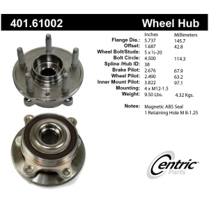 Centric Premium™ Front Driver Side Driven Wheel Bearing and Hub Assembly for Ford Taurus - 401.61002