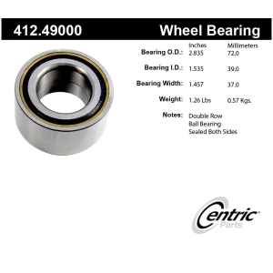 Centric Premium™ Front Driver Side Double Row Wheel Bearing for Ford Fiesta - 412.49000
