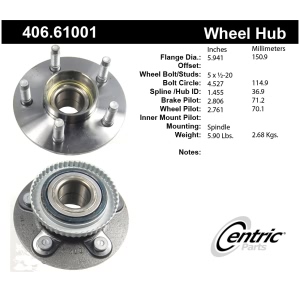 Centric Premium™ Front Passenger Side Non-Driven Wheel Bearing and Hub Assembly for Lincoln Town Car - 406.61001