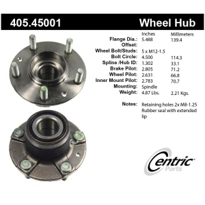 Centric Premium™ Wheel Bearing And Hub Assembly for Ford Probe - 405.45001