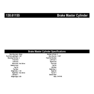 Centric Premium™ Brake Master Cylinder for Lincoln MKC - 130.61155