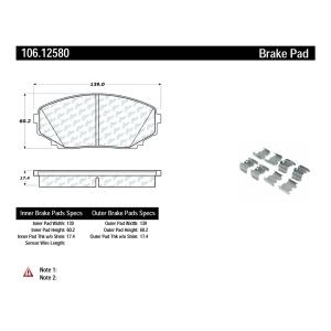 Centric Posi Quiet™ Extended Wear Semi-Metallic Front Disc Brake Pads for Ford Edge - 106.12580
