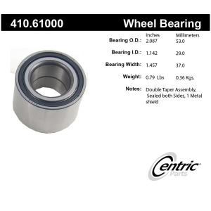 Centric Premium™ Rear Passenger Side Wheel Bearing and Race Set for Ford Focus - 410.61000