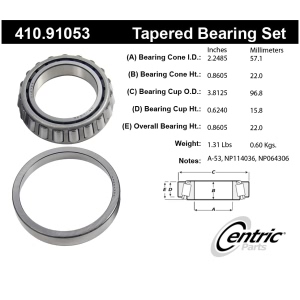 Centric Premium™ Rear Driver Side Inner Wheel Bearing and Race Set for Ford Excursion - 410.91053