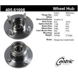 Centric Premium™ Rear Passenger Side Non-Driven Wheel Bearing and Hub Assembly for Ford Focus - 405.61006