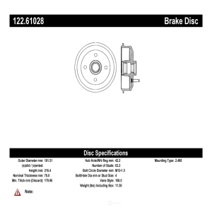 Centric Premium™ Brake Drum for Ford Escort - 122.61028