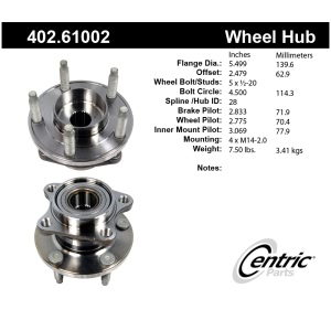 Centric Premium™ Rear Passenger Side Driven Wheel Bearing and Hub Assembly for Lincoln MKX - 402.61002