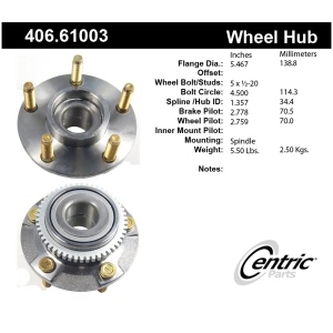 Centric Premium™ Front Driver Side Non-Driven Wheel Bearing and Hub Assembly for Ford Mustang - 406.61003