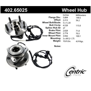 Centric Premium™ Wheel Bearing And Hub Assembly for Ford Ranger - 402.65025