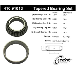 Centric Premium™ Front Passenger Side Inner Wheel Bearing and Race Set for Mercury Marquis - 410.91013