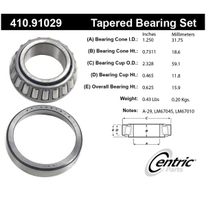 Centric Premium™ Wheel Bearing for Ford Fiesta - 410.91029