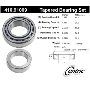 Centric Premium™ Rear Driver Side Wheel Bearing and Race Set for Ford Aerostar - 410.91009