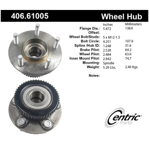 Centric Premium™ Wheel Bearing And Hub Assembly for Lincoln Continental - 406.61005