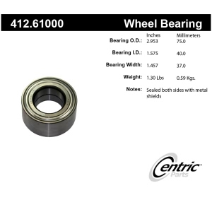 Centric Premium™ Front Driver Side Double Row Wheel Bearing for Mercury Mariner - 412.61000