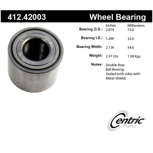 Centric Premium™ Rear Driver Side Double Row Wheel Bearing for Mercury Villager - 412.42003