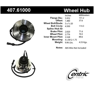 Centric Premium™ Wheel Bearing And Hub Assembly for Mercury Grand Marquis - 407.61000