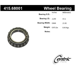 Centric Premium™ Rear Passenger Side Inner Wheel Bearing for Ford E-350 Econoline - 415.68001