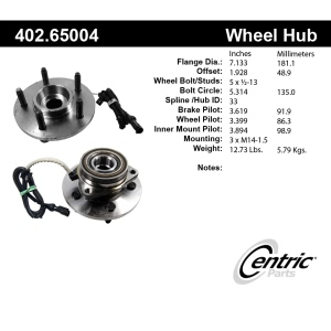 Centric C-Tek™ Front Passenger Side Standard Driven Axle Bearing and Hub Assembly for Lincoln - 402.65004E