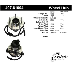 Centric Premium™ Wheel Bearing And Hub Assembly for Mercury Grand Marquis - 407.61004