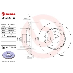 brembo UV Coated Series Vented Front Brake Rotor for Lincoln - 09.B597.21